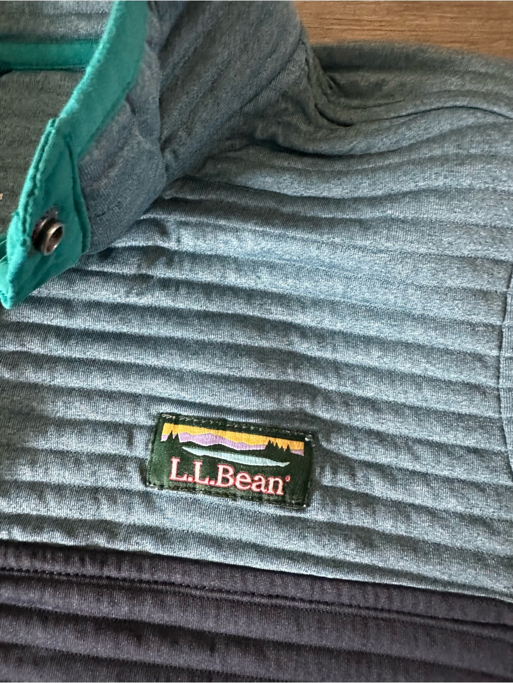 L.L. Bean color block pullover - Teal & Navy - Picture 3 of 7